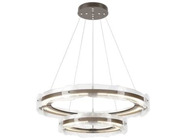 Hubbardton Forge Solstice 36" 1-Light Gold Glass LED Round Tiered Pendant HBF139782