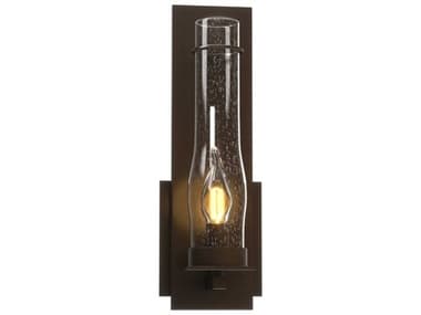 Hubbardton Forge New Town 12" Tall 1-Light Black Glass Wall Sconce HBF204250