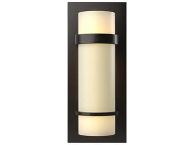 Hubbardton Forge Banded 12" Tall 1-Light Bronze Glass Wall Sconce HBF205812