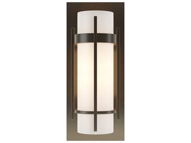 Hubbardton Forge Banded 12" Tall 1-Light Bronze Glass Wall Sconce HBF205892