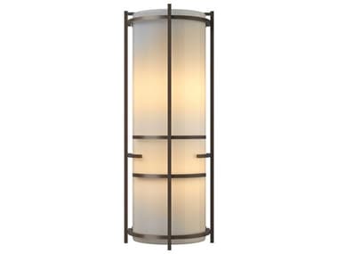 Hubbardton Forge Banded 17" Tall 2-Light Bronze Glass Wall Sconce HBF205910