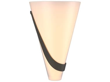 Hubbardton Forge Half Cone 12" Tall 2-Light Black Glass Wall Sconce HBF206563L