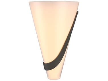 Hubbardton Forge Half Cone 12" Tall 2-Light Black Glass Wall Sconce HBF206563R
