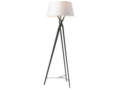 Hubbardton Forge Tryst 72" Tall Natural Anna Fabric Black Floor Lamp HBF241102