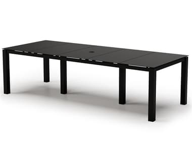 Homecrest Mode Aluminum 110'W x 44''D Rectangular Cafe Table with Umbrella Hole HC1344110FWH