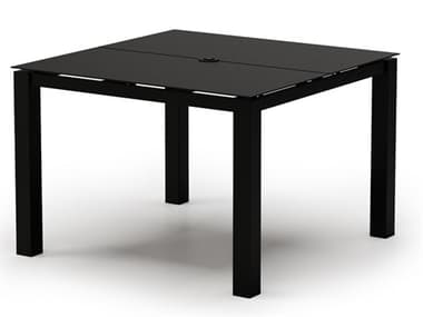 Homecrest Mode Aluminum 44'' Square Cafe Table with Umbrella Hole HC134444FWH