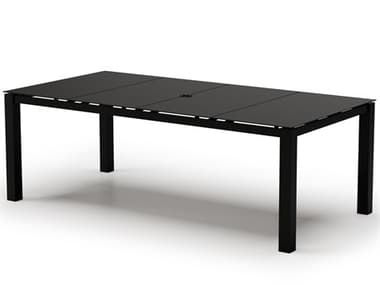 Homecrest Mode Aluminum 88'W x 44''D Rectangular Cafe Table with Umbrella Hole HC134488FWH