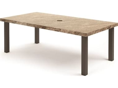 Homecrest Slate Aluminum 82''W x 42''D Rectangular Dining Table with Umbrella Hole HC254282DSL