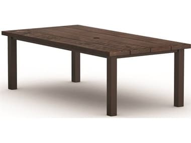 Homecrest Timber Aluminum 84''W x 42''D Rectangular Dining Table with Umbrella Hole HC254284DTM
