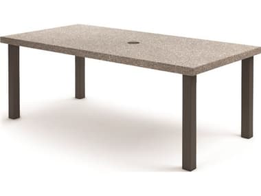 Homecrest Stonegate Aluminum 84''W x 42''D Rectangular Dining Table with Umbrella Hole HC254284FSG