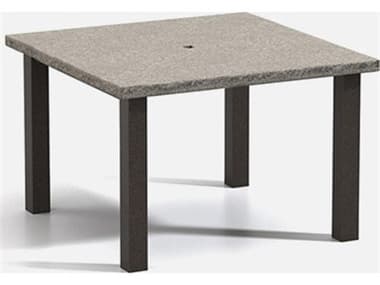 Homecrest Shadow Rock Aluminum 42'' Wide Square Post Base Dining Table with Umbrella Hole HC2542SDSH