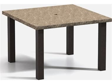 Homecrest Slate Aluminum 42'' Wide Square Post Base Dining Table with Umbrella Hole HC2542SDSL