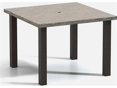 Homecrest Shadow Rock Aluminum 42'' Wide Square Post Base Cafe Table with Umbrella Hole HC2542SFSH