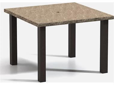 Homecrest Slate Aluminum 42'' Wide Square Post Base Cafe Table With Umbrella Hole HC2542SFSL