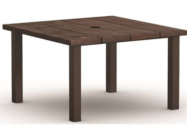 Homecrest Timber Aluminum 48'' Square Dining Table with Umbrella Hole HC2548SFTM
