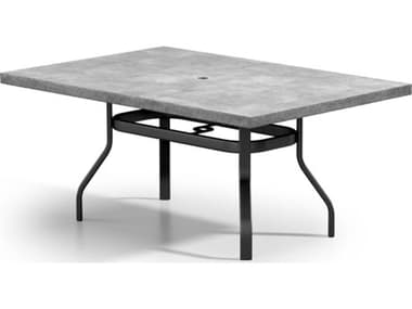 Homecrest Concrete Aluminum 62''W x 42''D Rectangular Dining Table with Umbrella Hole HC374262DCT