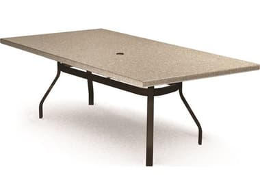 Homecrest Stonegate Aluminum 62''W x 42''D Rectangular Dining Table with Umbrella Hole HC374262DSG