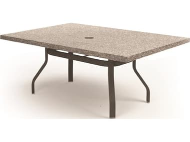 Homecrest Shadow Rock Aluminum 62''W x 42''D Rectangular Dining Table with Umbrella Hole HC374262DSH