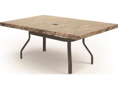 Homecrest Slate Aluminum 62''W x 42''D Rectangular Dining Table with Umbrella Hole HC374262DSL