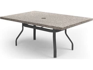 Homecrest Shadow Rock Aluminum 62"W x 42"D Rectangular Dining Table with Umbrella Hole HC374262FSH