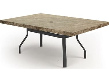 Homecrest Slate Natural Series Aluminum 62"W x 42"D Rectangular Dining Table with Umbrella Hole HC374262FSL