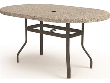 Homecrest Shadow Rock Aluminum 72''W x 42''D Oval Counter Table with Umbrella Hole HC374272BSH