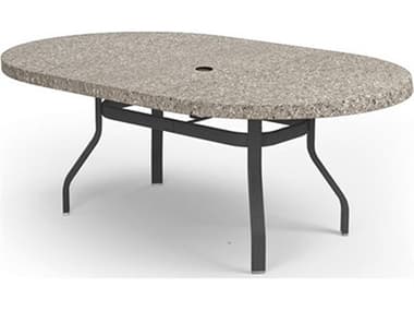 Homecrest Shadow Rock Natural Series Aluminum 72"W x 42"D Oval Dining Table with Umbrella Hole HC374272FSH