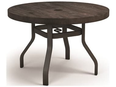 Homecrest Timber Aluminum 42'' Wide Round Dining Table with Umbrella Hole HC3742RDTM