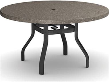 Homecrest Stonegate Natural Series Aluminum 42" Round Dining Table with Umbrella Hole HC3742RFSG