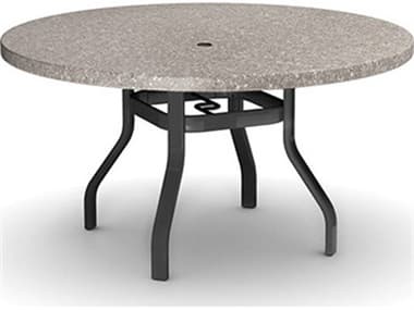 Homecrest Shadow Rock Natural Series Aluminum 42" Round Dining Table with Umbrella Hole HC3742RFSH