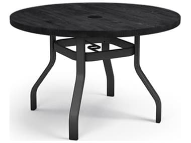 Homecrest Timber Natural Series Aluminum 42" Round Dining Table with Umbrella Hole HC3742RFTM