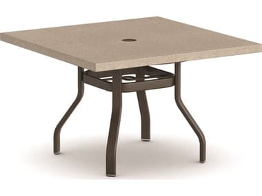 Homecrest Stonegate Aluminum 42'' Square Dining Table with Umbrella Hole HC3742SDSG