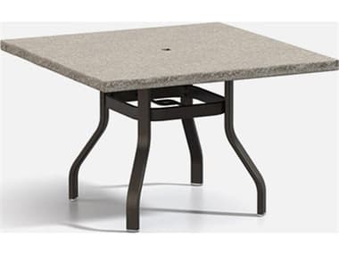Homecrest Shadow Rock Aluminum 42'' Wide Square Universal Base Dining Table with Umbrella Hole HC3742SDSH