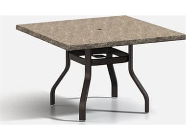 Homecrest Slate Aluminum 42'' Wide Square Universal Base Dining Table with Umbrella Hole HC3742SDSL