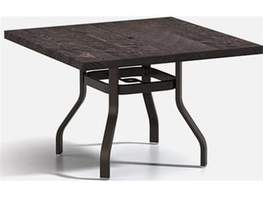 Homecrest Timber Aluminum 42'' Wide Square Universal Base Dining Table with Umbrella Hole HC3742SDTM
