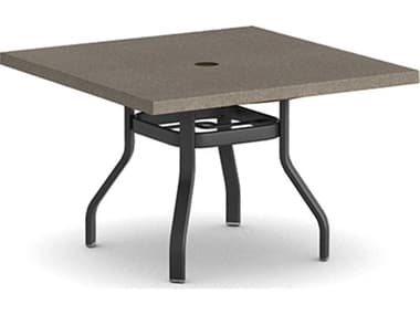 Homecrest Stonegate Natural Series Aluminum 42" Square Dining Table with Umbrella Hole HC3742SFSG