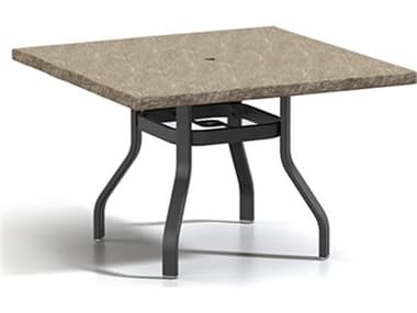 Homecrest Slate Natural Series Aluminum 42" Square Dining Table with Umbrella Hole HC3742SFSL