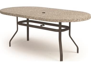Homecrest Shadow Rock Aluminum 84''W x 44''D Oval Counter Table with Umbrella Hole HC374484BSH