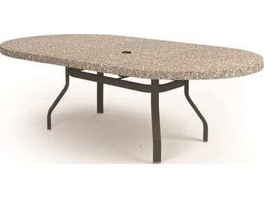 Homecrest Shadow Rock Aluminum 84''W x 44''D Oval Dining Table with Umbrella Hole HC374484DSH
