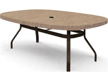 Homecrest Sandstone Faux Aluminum 67''W x 47''D Oval Counter Table with Umbrella Hole HC374767BSS
