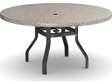 Homecrest Shadow Rock Natural Series Aluminum 48" Round Dining Table with Umbrella Hole HC3748RFSH