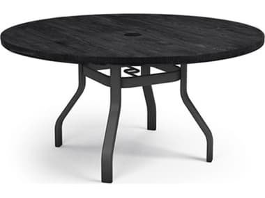 Homecrest Timber Natural Series Aluminum 54" Round Dining Table with Umbrella Hole HC3754RFTM