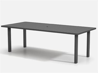 Homecrest Latitude Aluminum 93''W x 42''D Rectangular Chat Post Base Table with Umbrella Hole HC624293FLT