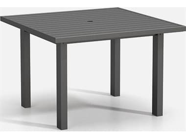 Homecrest Latitude Aluminum 42'' Wide Square Post Base Dining Table with Umbrella Hole HC6242SDLT