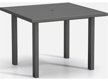 Homecrest Latitude Aluminum 42'' Wide Square Post Base Cafe Table With Umbrella Hole HC6242SFLT