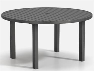 Homecrest Latitude Aluminum 54'' Round Dining Post Table with Umbrella Hole HC6254RDLT