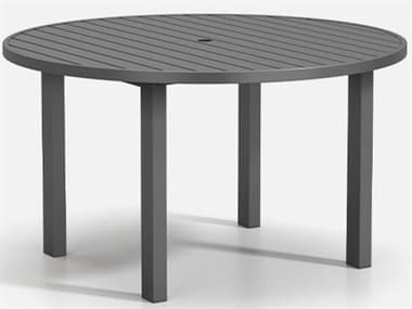 Homecrest Latitude Aluminum 54'' Round Cafe Post Table with Umbrella Hole HC6254RFLT