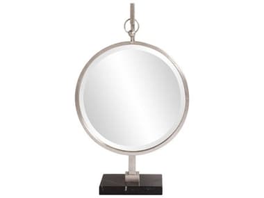 Howard Elliott Medallion Bright Silver Leaf 18'' Round Table Mirror HE11212