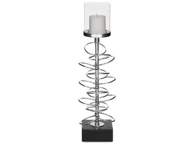 Howard Elliott Chrome Black Ring Toss Candle Holder HE11255
