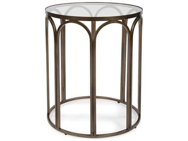 Howard Elliott Palladio Round Glass Brass End Table HE11260